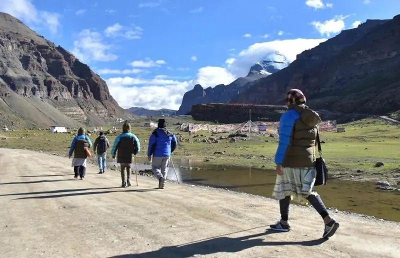 Our Indian guests trekking around Kailash Parvat