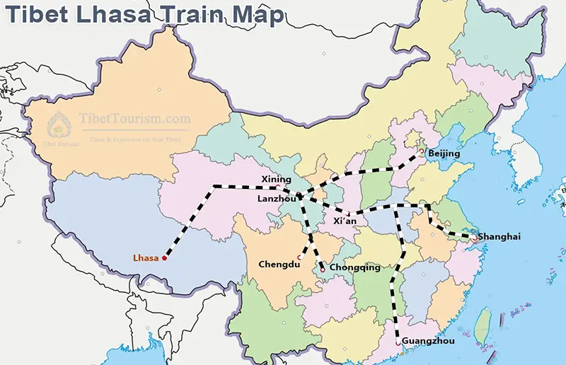 Tibet Lhasa Train Map