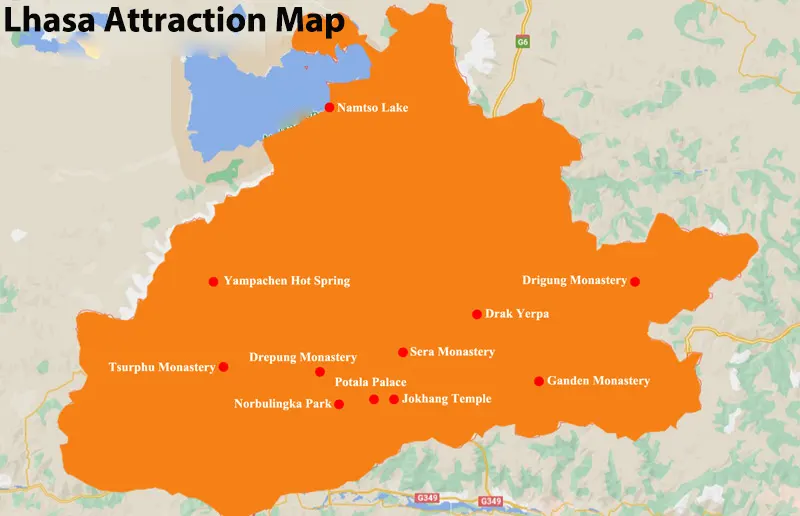 Lhasa Attraction Map