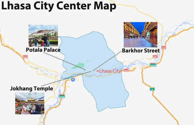 Lhasa City Center Map