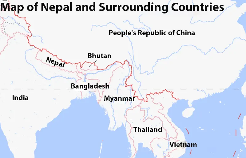 Map of Nepal and Surrounding Countries