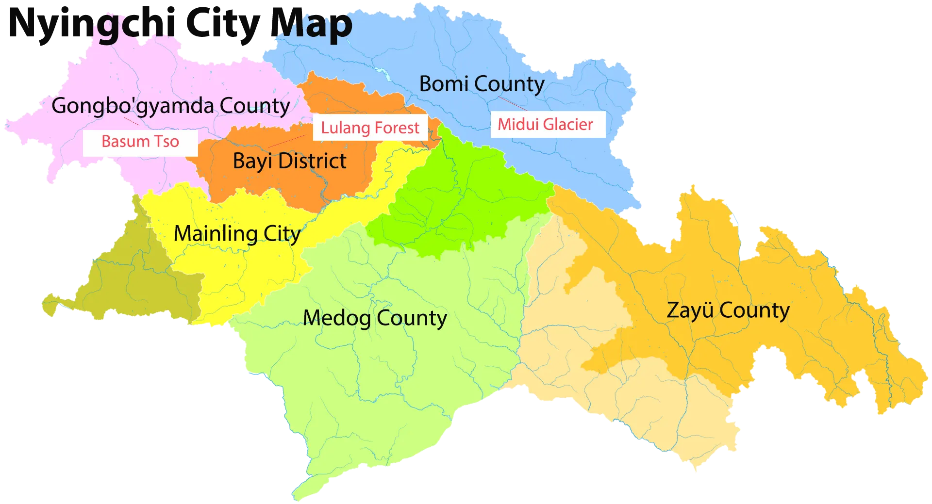 Nyingchi City Map