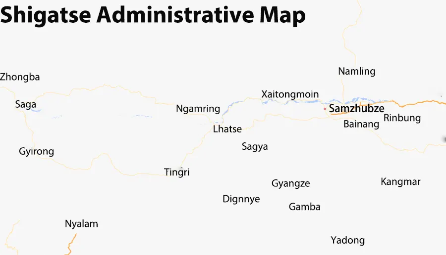 Shigatse Administrative Map