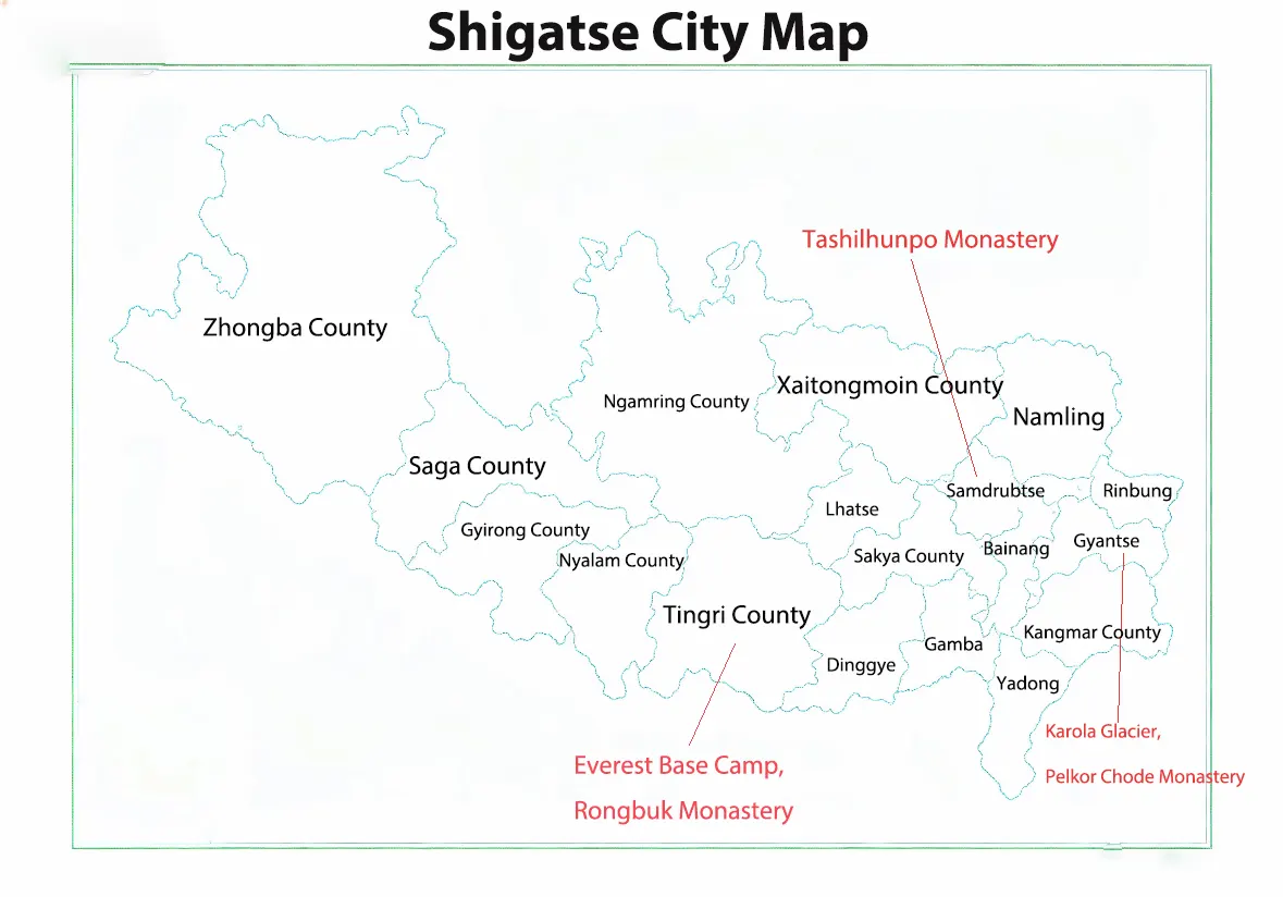 Shigatse City Map
