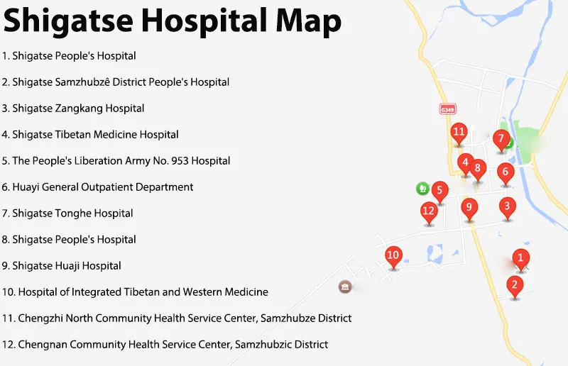 Shigatse Hospital Map