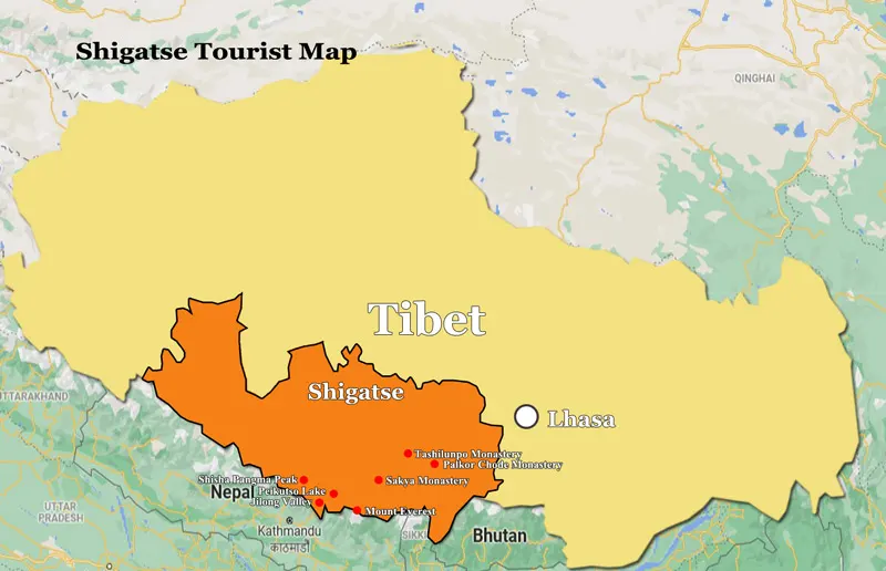 Shigatse Tourist Map