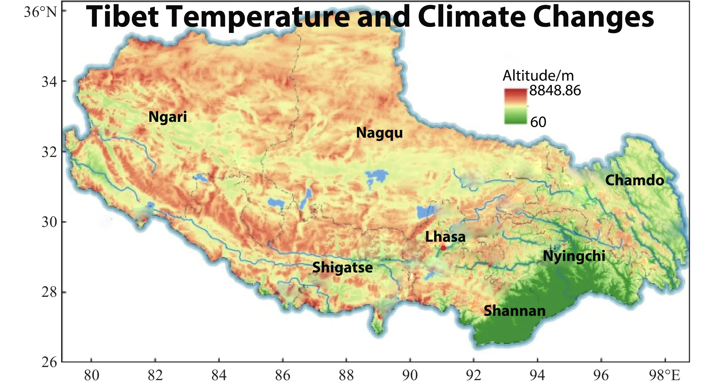Tibet Elevation Map