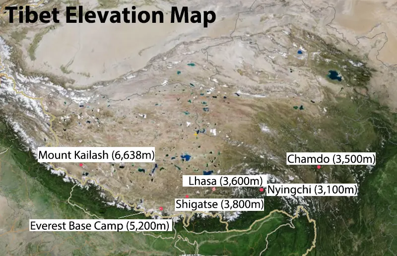 Tibet Elevation Map