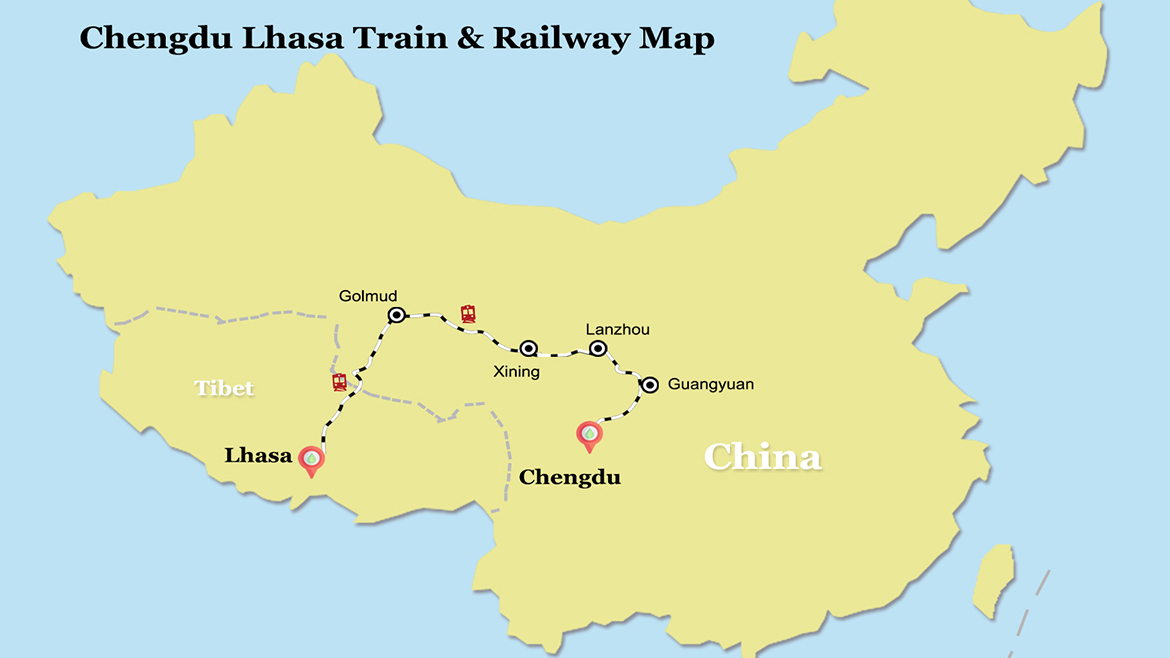 Chengdu to Lhasa Train Map