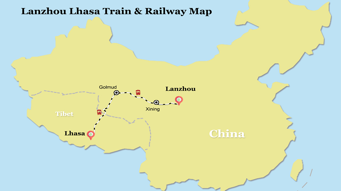 Lanzhou to Lhasa Train Map