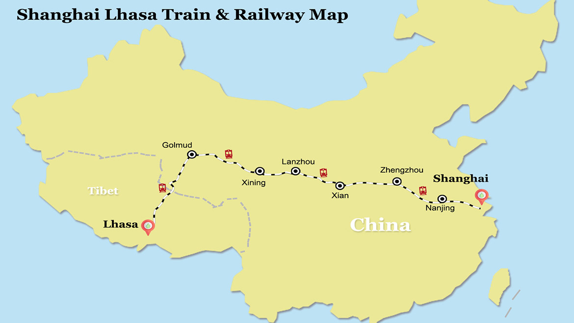 Shanghai to Lhasa Train Map
