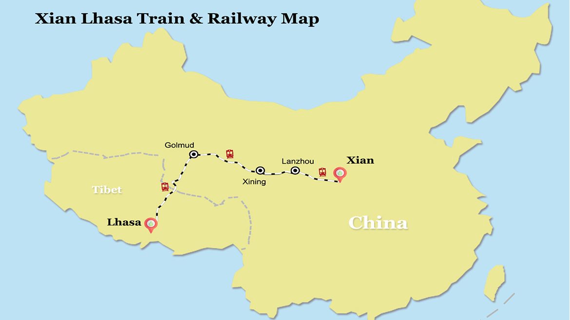 Xi'an to Lhasa Train Map