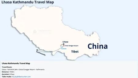 Lhasa Kathmandu Tour Map