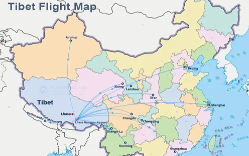Tibet Flight Map