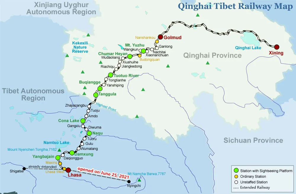 Qinghai-Tibet Railway Map